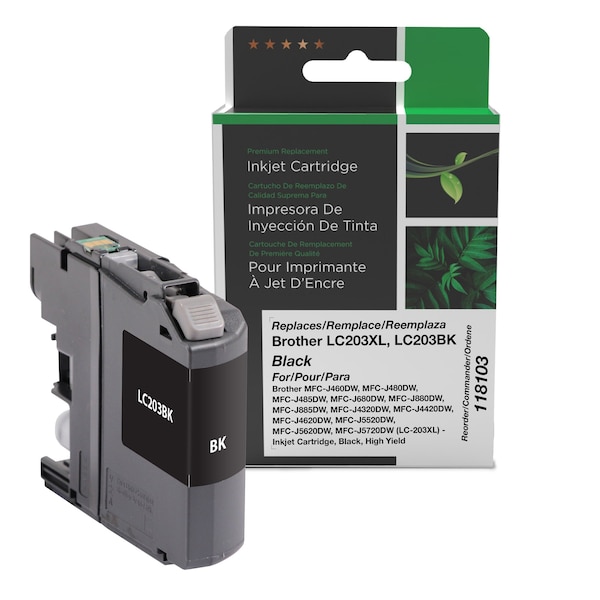 Cig Clover Imaging Remanufactured High Yield Black Ink Cartridge for Brother LC203XL 118103 - main